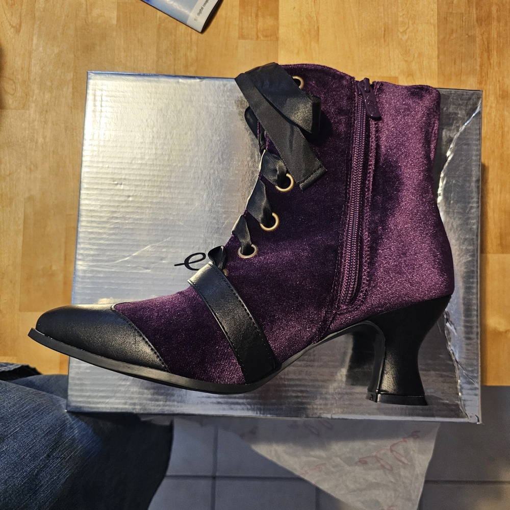 Elegant Purple and Black Women's Ankle Boots By ELLIE - Picture 7 of 10